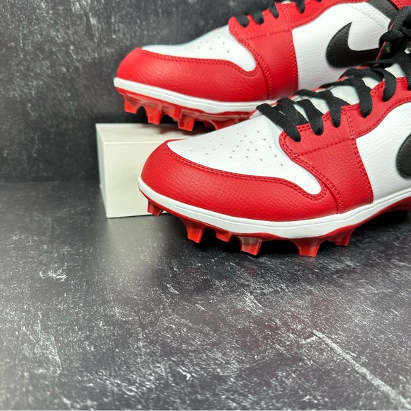 AIR JORDAN 1 MID TD CHICAGO MENS FOOTBALL CLEATS SIZE 10 LEATHER WHITE RED BLACK - Picture 6 of 11